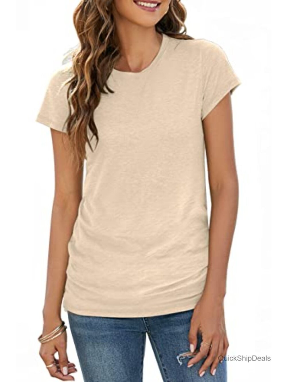 Women's Basic Tee Soft Stretchy Crew Neck Short Sleeve T-Shirt